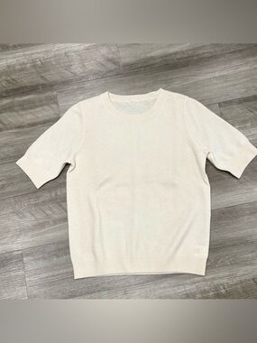 Women's Short-Sleeve Knit Sweater in Cream